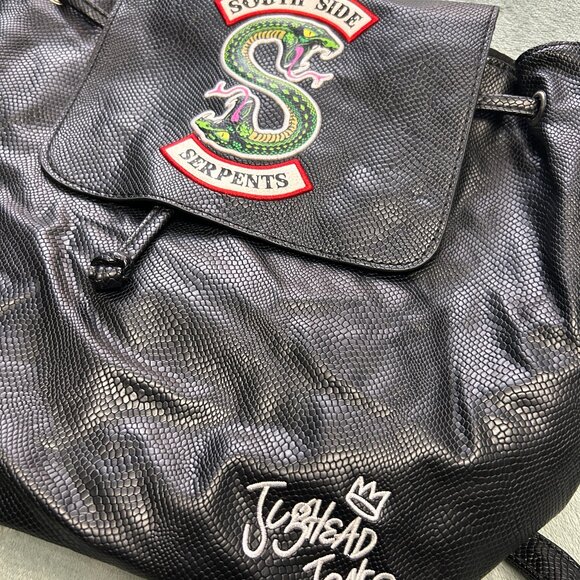 Hot Topic Riverdale Southside Serpents Jughead Black Backpack Snake School Bag - Picture 3 of 8